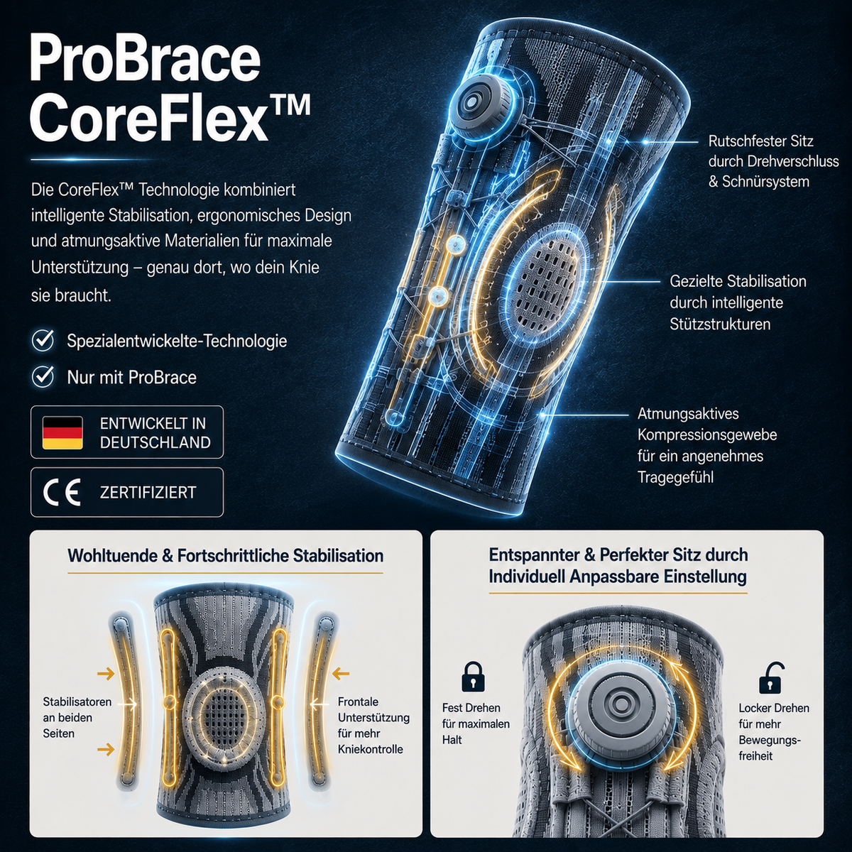 ProBrace | Anti-Rutsch & Individuell Einstellbar + Stabilisierung